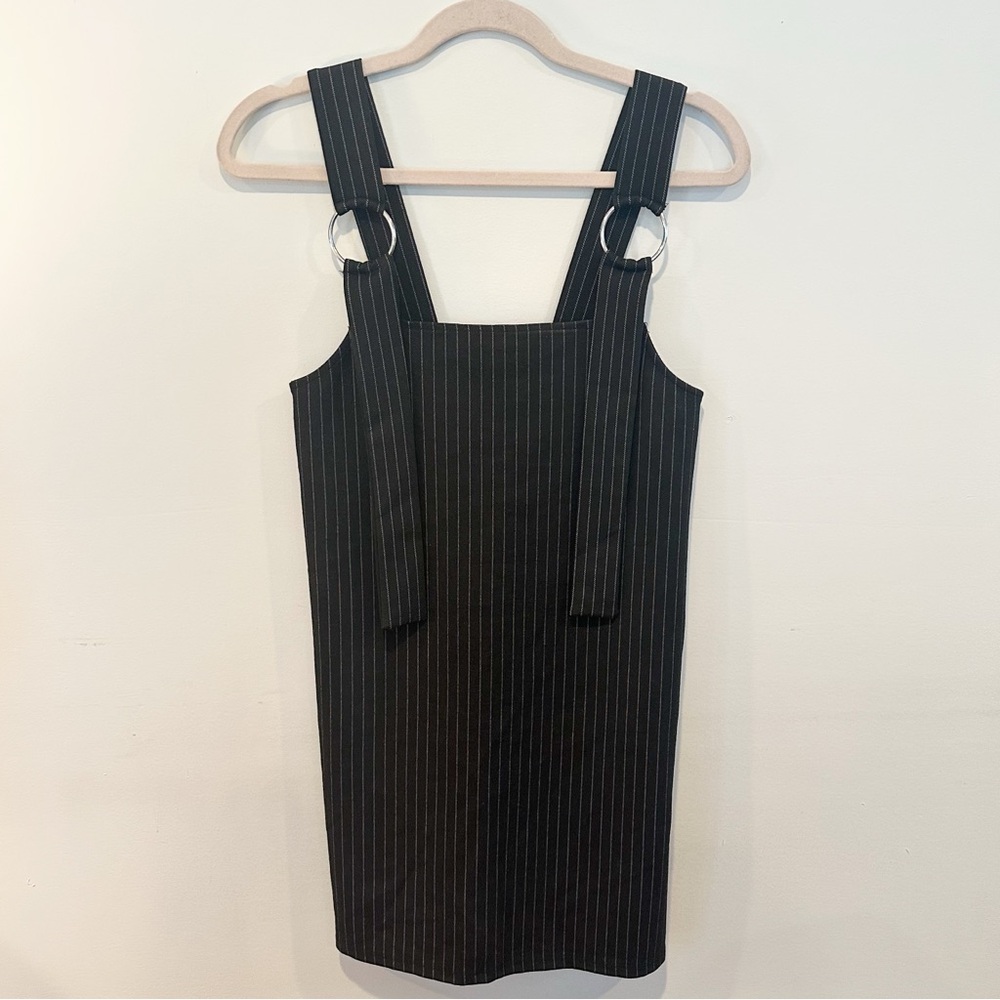 Pull&Bear Black White Pinstripe Mini Dress | Size S